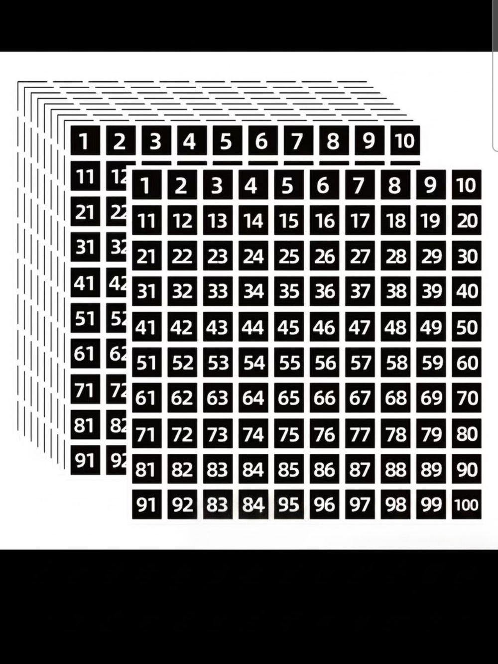 1,000 Numbered Stickers - 1- 100